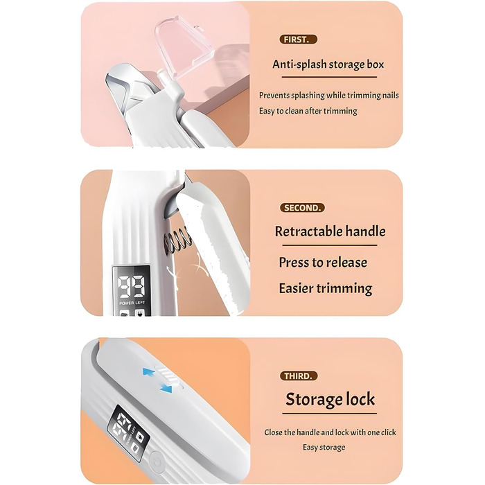 Електричний триммер для собак 2-в-1: кусачки та пилка, LED-дисплей, перезаряджається, для догляду за кігтями