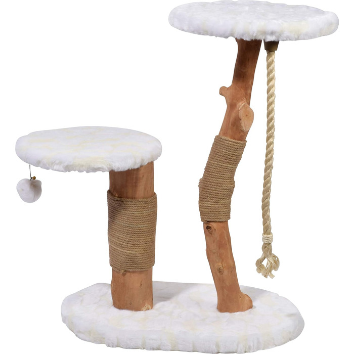 Дерев'яна кігтеточка для котів Dobar® 35290FSCe Design - з джутовою обробкою та іграшкою, Ø 50 x 72-82 см, Колір: Браун (Holly)