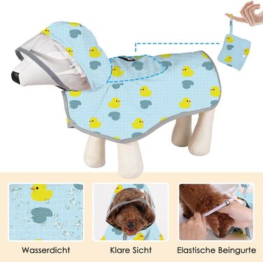 Водонепроникна дощовик для собак SowTon з капюшоном, XL, качка