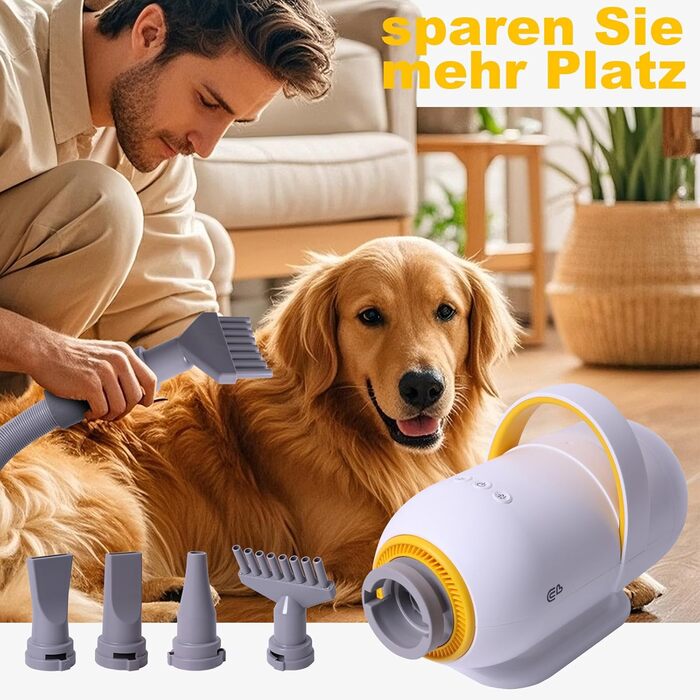 Фен для собак Kanonen-Stil білий 2400W, професійний собачий фен-сушарка з регулюванням швидкості та температури повітря, 1-9 рівнів, 35-60°C, #LYCSJDPWH-DE