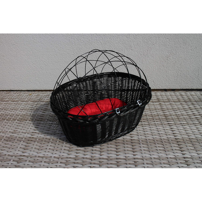 Кошик для собак на кермо велосипеда з ротангу, чорний, з металевою сіткою та подушкою, різні розміри. Ротанговий кошик для велосипеда, кошик для собак, кошик на кермо, кошик для покупок, натуральний (XXL з подушкою)
