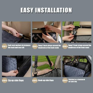 Захист сидіння авто для собак з твердим дном (Hängemattenbrücke) - сірий, для стандартних авто та SUV