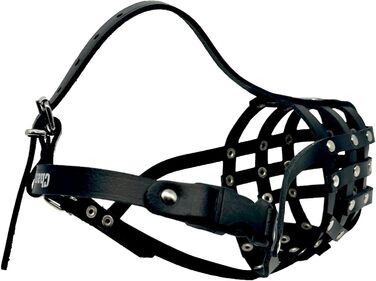 Шкіряна маска для собак L&J Pets для мопсів, пуделів, хаскі та інших собак з подібним розміром морди (5, Чорний) Чорний 5