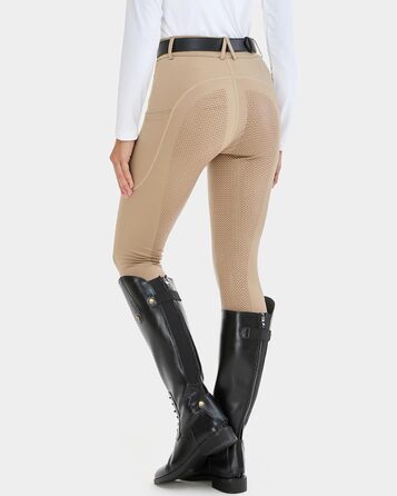 Легінси для верхової їзди жіночі HMILE з силіконовим вставками, висока талія, еластичні, з кишенею для телефону та петлями для ременя (Хакі, S)