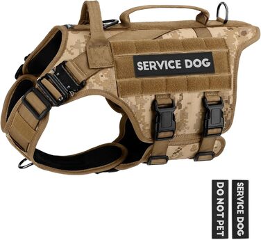 Тактична шлея для собак PETNANNY Desert Camo XL, службова жилетка для великих порід, на липучках, для тренувань та роботи