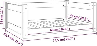 Ляжка для собак, біла, 75,5x55,5x28 см, з масиву сосни, корзина для собак, собаче ліжко, vidaXL