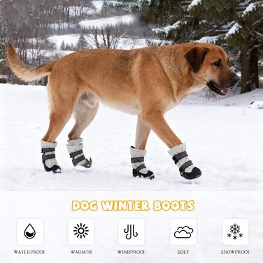 Зимові чоботи для собак BWBIKE: захист від ковзання на льоду, дощі та снігу. Чоботи з гумовою підошвою, сірі, розмір 5