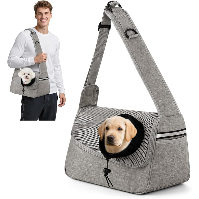Сумка-переноска для собак та котів ALLSOPETS, сірого кольору, до 5 кг