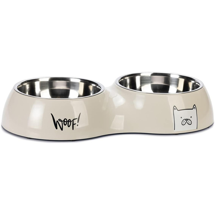 Набір мисок для собак Karlie Elize, 1800 мл, світло-сірий, 2 шт по 900 мл, 42x22,5x7,5 см