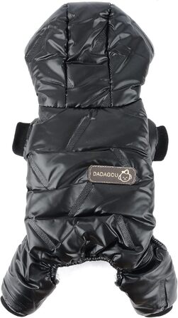 Зунеа Водонепроникний зимовий костюм для собак, теплий флісовий набір з капюшоном, чорний (M)