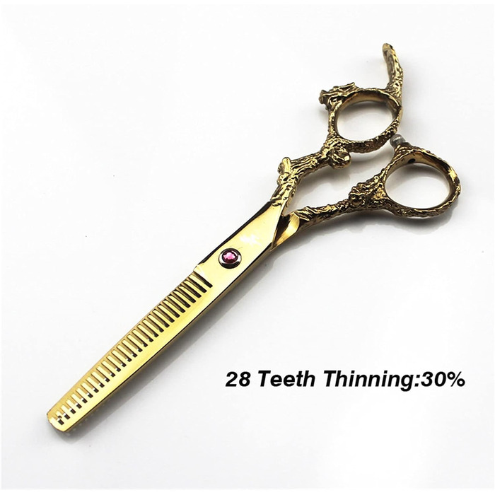 Професійний набір ножиць для стрижки волосся 7 дюймів (4 шт.) з антиковзним ручками 'Дракон', золотий колір. Ідеально підходить для стрижки собак та котів.