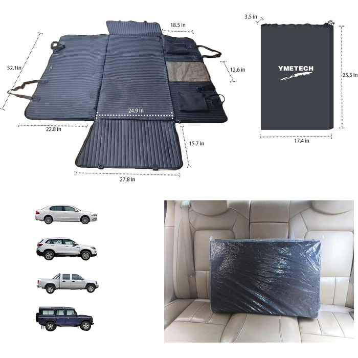 Підстилка для собак у машину: розширювач заднього сидіння, захист від бруду, для SUV, LKW (Чорний)