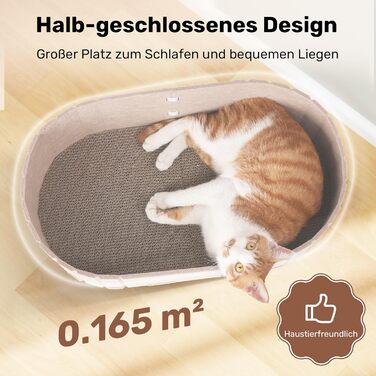 Кразберідка для котів FUKUMARU: диван з крафт-паперу, 61 см, з м'якими подушками, бежевий