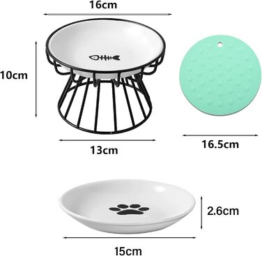 Набір мисок для котів 2 шт. з піднятою платформою, металевий каркас, анти-блювотні миски для котів та кошенят