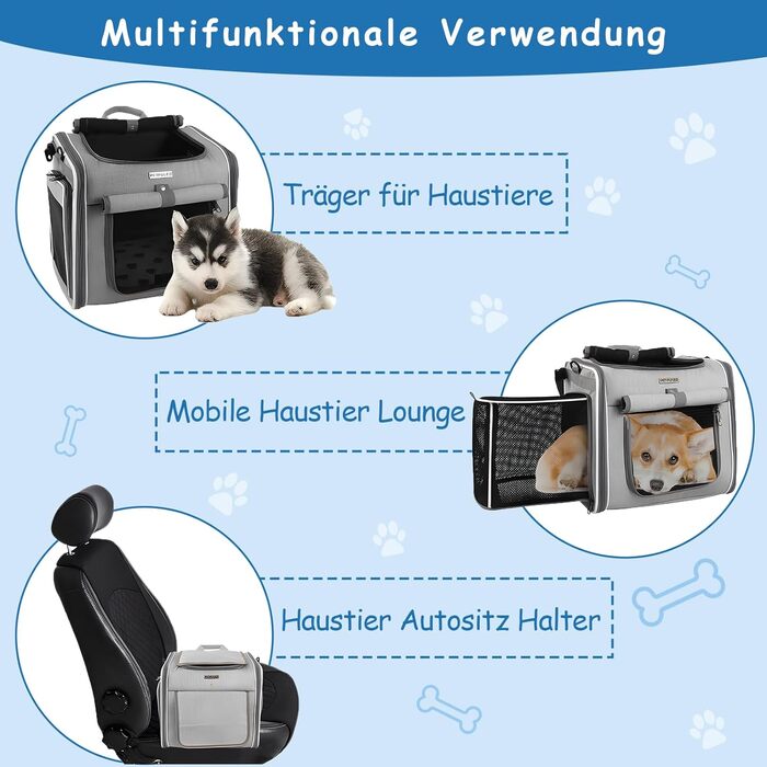 Корзина для собак на велосипед, розширювана, складана, з 4 дверцятами та сітковими вікнами, сумка-рюкзак для тварин, для котів та собак середніх та малих порід