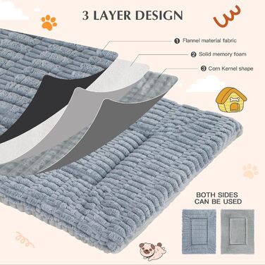 Килимок для собак IEUUMLER, м'який, з memory foam, 100x80 см (Full Grey, XL)