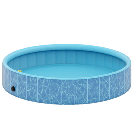 PawHut Dog Pool Складаний весловий басейн з фонтаном і подушкою для води Дизайн Ø160 x 30 см Нековзна ванна для собак Басейн для собак і кішок | Аосом