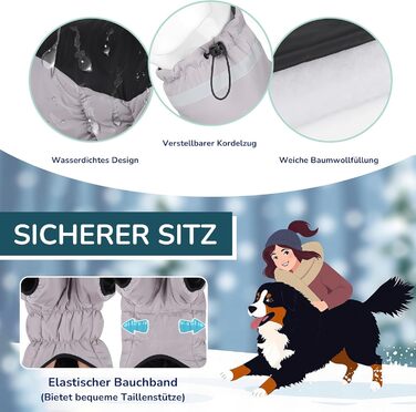 Водонепроникний дощовик для собак середніх та великих порід від ALLSOPETS, тепла зимова куртка з світловідбиваючими смугами, вбудованим шлейкою, захист від вітру для холодної погоди (Класичний чорний, 2XL)