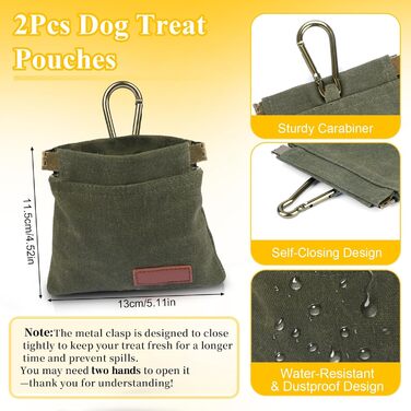 Сумка для ласощів для собак, для тренувань, ручна, з карабіном, 2 шт., чорний, зелений