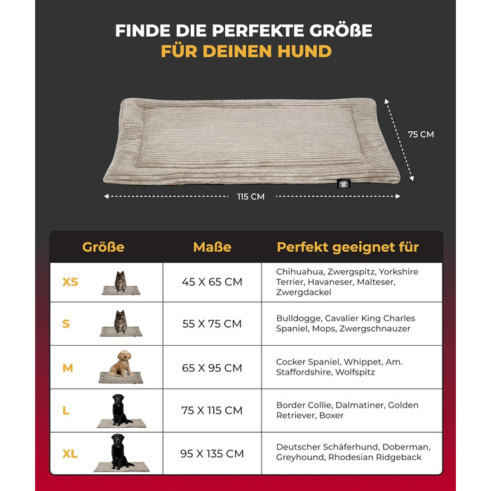 Килимок для собак HS-Hundebett® Cord з наповнювачем XS – Практичний килимок-трансформер – М'яка лежанка для собак – Комфортний відпочинок – Зелений, Made in DE, 75x115 см