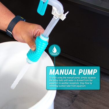Великий сифон для акваріума TERA PUMP, 1,5 GPM, 2 шт., BPA-free, з дренажною та фільтраційною насадкою, фіксатором і присоскою, для акваріумів 10-20 галонів