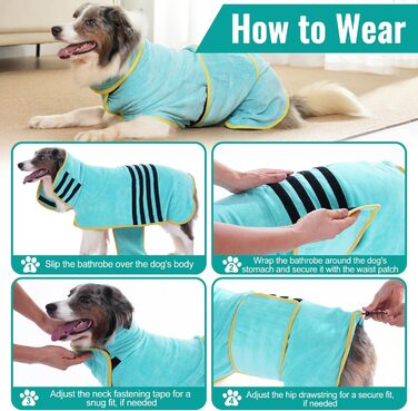 Рушник для собак Hezzuv: ультрапоглинаючий, з мікрофібри, для сушіння після снігу, для цуценят та дорослих, блакитний (S)