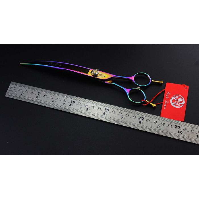 Професійна ножиця для стрижки домашніх тварин Purple Dragon 3-в-1, 17.8/20.3 см, вигнута ножиця та ножиці для собак – догляд за шерстю, A-Райдуга