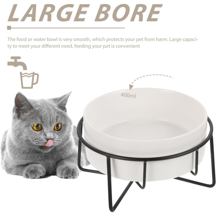 Миска для котячого корму POPETPOP з піднятою конструкцією та неслизьким дном, 14.5x8.5 см