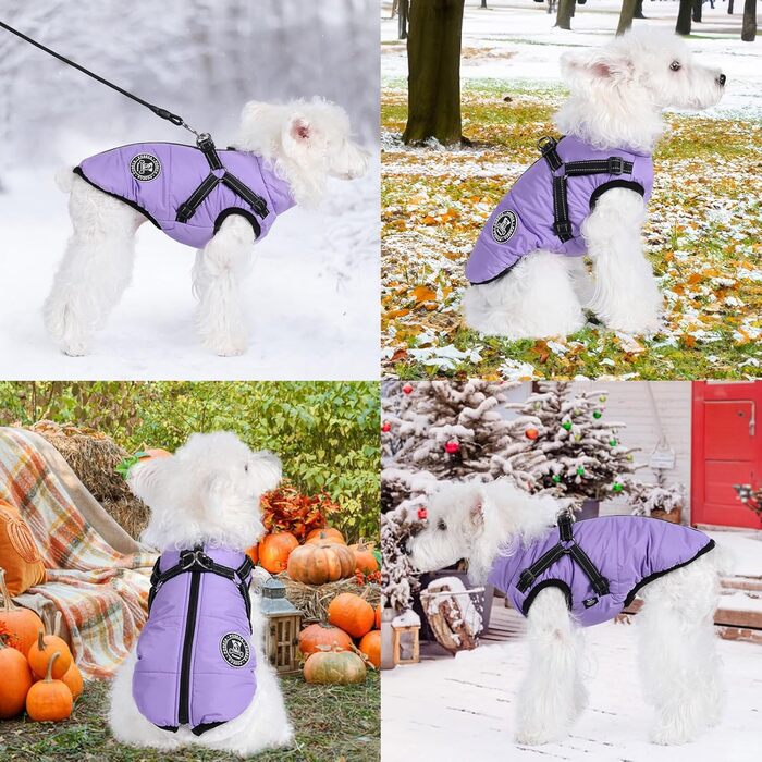 Теплий зимовий одяг для собак: куртка, жилетка, плащ для маленьких, середніх та великих собак. Зелений (3XL, світло-фіолетовий)