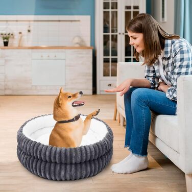 Кігтечка для котів XIAPIA, м'яке ліжко-лежанка 58x20 см, зручне та тепле місце для відпочинку котів та маленьких собак, ортопедичне ліжко з неслизьким дном (сірий, кругле)