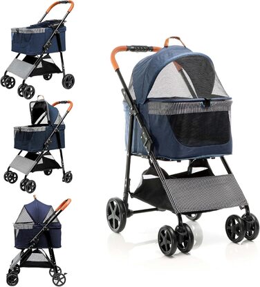 Візок для собак Fudajo 2в1, складаний, з переносною сумкою для тварин, для собак та котів (блакитний, до 20 кг)