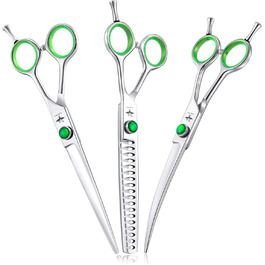 Набір професійних ножиць для грумінгу собак PURPLEBIRD: 440C сталь, 7 дюймів, 4 шт. (прямі, вигнуті, для розрідження)