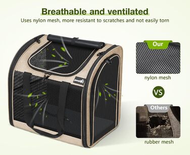 Рюкзак для собак та котів Pecute: зручний та вентильований, для подорожей та прогулянок (Хакі)