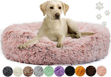 Кругле ліжко для собак та котів Donut, м'яке плюшеве, 80 см, рожеве
