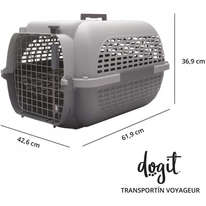 Транспортний бокс Dogit Voyageur Modell 200, середній, сірий (62x42x37 см)