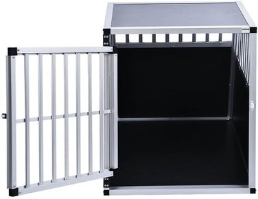 Транспортна переноска для собак Home Deluxe SKITO - M (69x54x50 см) - Алюміній + MDF, Срібно-чорний колір