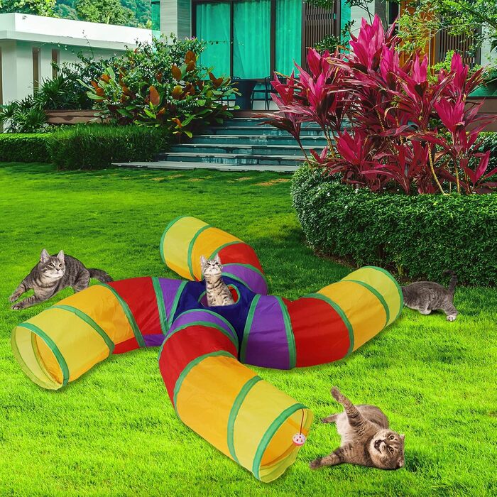 Туннель для котів Bemodst Regenbogen, S-подібний, інтерактивний, 4-х стороння іграшка-лабіринт для котів, кроликів, хом'яків, цуценят