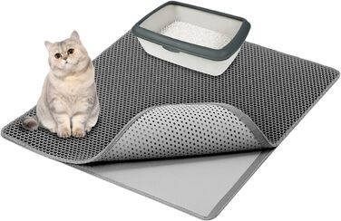 Килимок для котів QWORK® з двошаровим дизайном, 90x76 см, антиковзаюча підкладка, легко миється, для багатокотових сімей