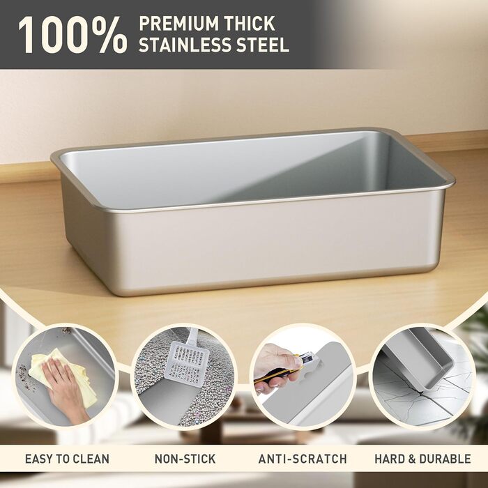 Кігтеточка-лоток для котів Citylife Edelstahl з кришкою, XXL, закритий, з двома входами, килимок для котячого туалету та совком, легко чиститься, нейтралізатор запаху, темно-сірий