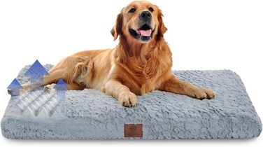 Ортопедичний килимок для собак American Kennel Club з memory foam, з комірчастою структурою, знімний чохол, неслизька підкладка, для полегшення болю в суглобах, дихаючий, довговічний, 42 x 27, сірий, 106,7 x 68,6 см