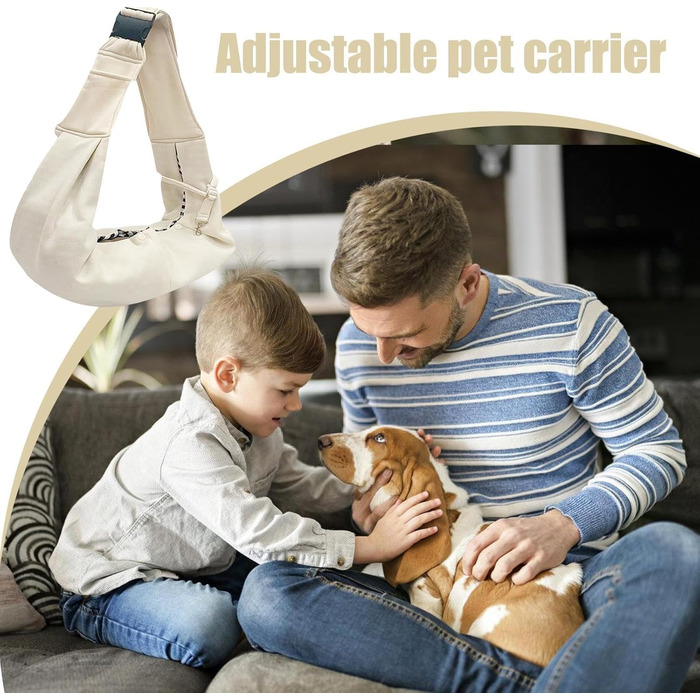 Сумка-переноска для собак, переноска для цуценят, регульовані ремені через плече та груди, легка переноска для тварин у подорожах, на прогулянках та до ветеринара, бежева