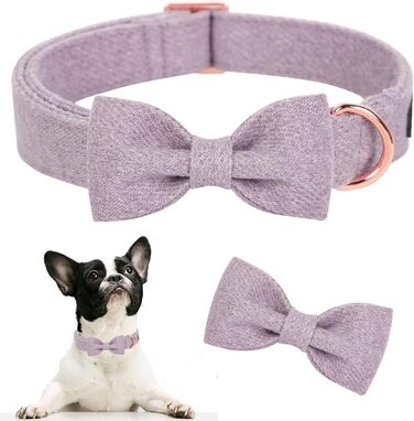 Нашийник для собак на Різдво Aring Pet, бавовняний нашийник з бантом, милий дизайн, з металевою застібкою, для великих собак (XL, лавандовий)