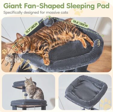 Котячий комплекс Taoqimiao 183 см XXL з будиночком, гамаком, когтеточками та великою платформою (темно-сірий)