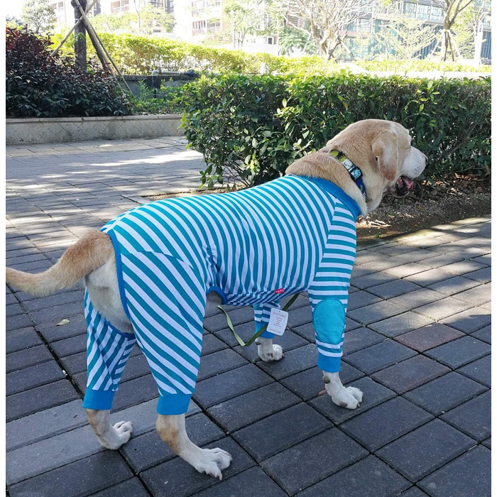 Піжама для собак, комбінезон, одяг для середніх та великих собак, дихаючий, з блискавкою, м'яка бавовна