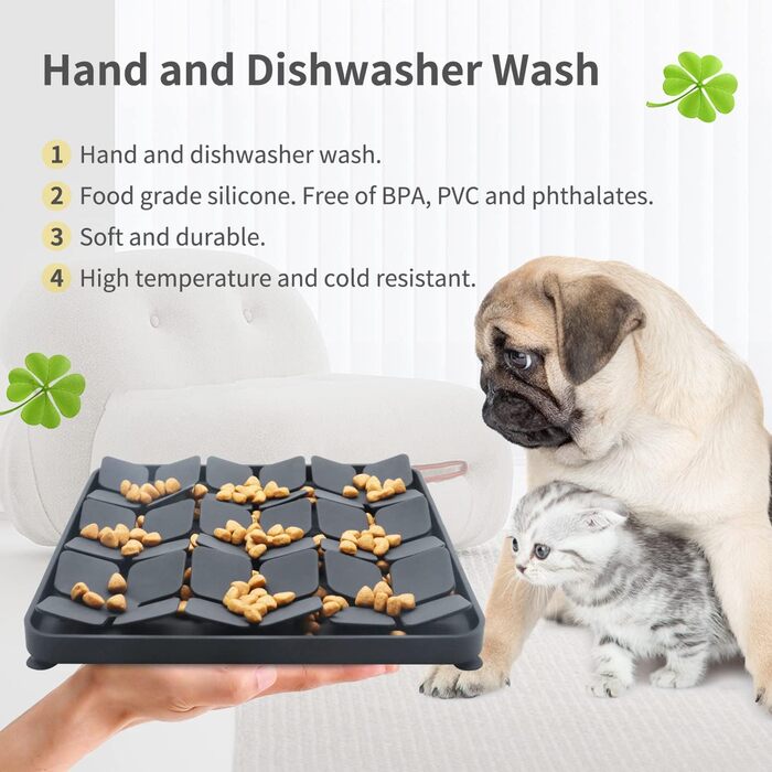 Килимок для повільного годування Hund & Katze Bowite Silikon з присосками для котів та маленьких собак (сірий)