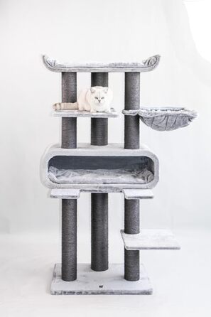 Когтеточка для великих котів Petrebels Maine Coon XXL Route 180 см, дизайн, натуральний сизаль Ø12/15 см, сіра