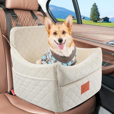Автокрісло для собак - комфортне автокрісло для маленьких та середніх собак до 35 кг, знімний, з м'якою оббивкою, бежеве