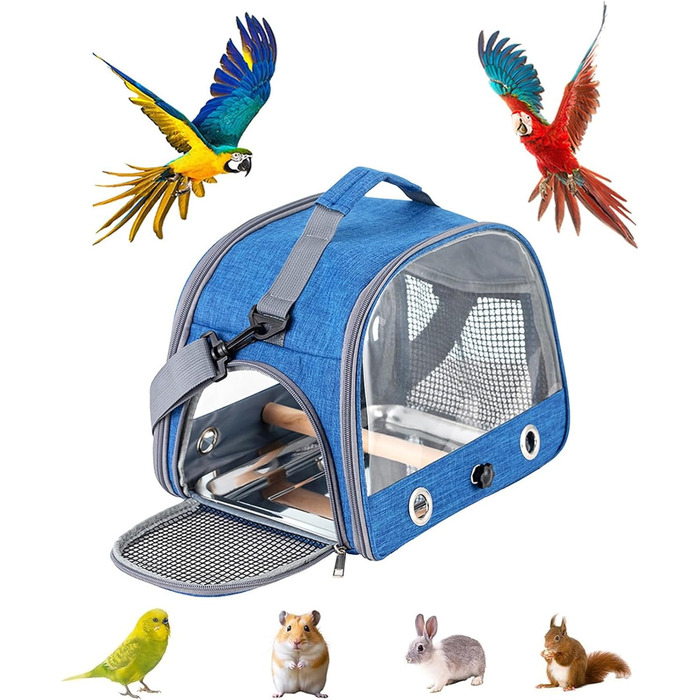 Переносна клітка для птахів Glenmi Royal Blue зі стійкою та легкою для чищення підставкою