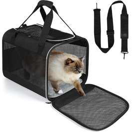 Транспортний бокс для котів Lannvan, до 6,5 кг, чорний (45x30x30 см)