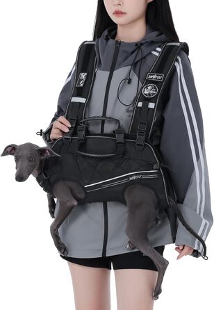 Рюкзак-переноска та повідковий ремінь для собак, для маленьких собак (4-8 кг) - чорний, XL, Wakytu